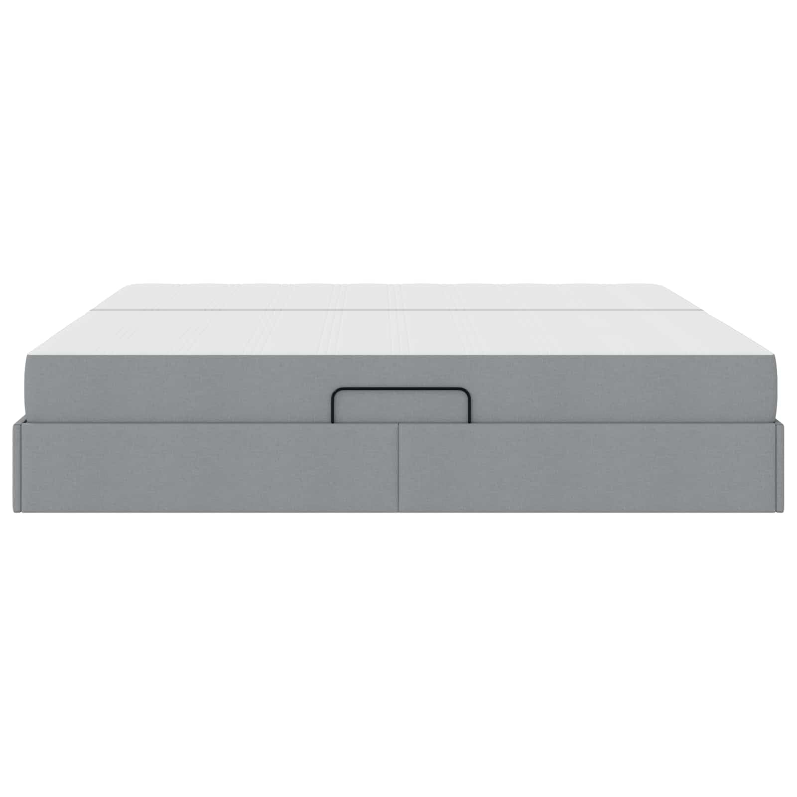 Cama de almacenamiento con colchón de 200 x 200 cm, cama tapizada con gran cajón, cama doble hidráulica, gris claro, marco de metal estable, incluye somier de láminas