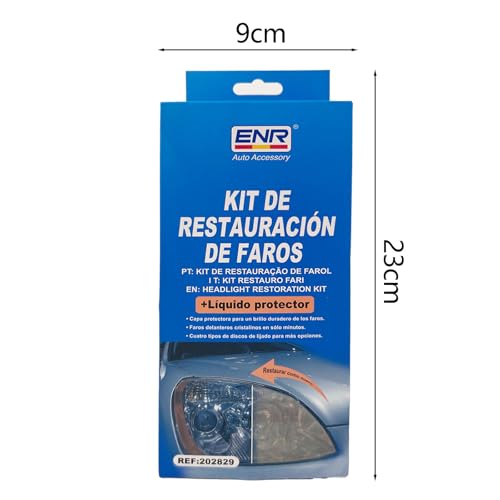 Kit Restauración de Faros Coche con Taladro, Pulido Faros Profesional con Líquido Protector, Elimina Amarilleo y Arañazos, Incluye Lijas y Esponjas, Para Faros de Coche y Moto - imagen 2