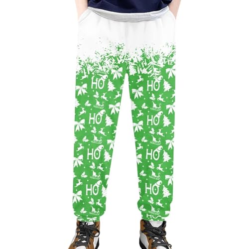 AmzPrint Snowflake Christmas Panda Print Red Big and Tall Sweatpants for Boys Red Long Joggers Pants Trousers for Boys 10-12