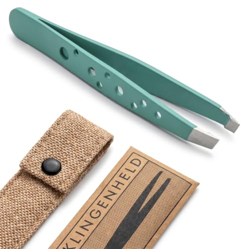 KLINGENHELD® Haargenaue Pinzette - greift jedes Haar beim 1. Versuch ohne durchrutschen - Pinzette Augenbrauen Zupfen handgeschliffen… – Ansicht 1