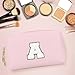 Gosuoa Initial Makeup Bag,Personalized preppy bag Waterproof PU Leather Chenille Letter Cosmetic Bag,Portable Travel Toiletry Bag Monogram Birthday Gift for Women Girls Mom Friends (Pink A)