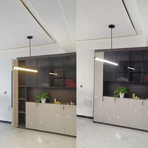 Lustre linéaire moderne avec télécommande suspension LED réglable cuisine - 7
