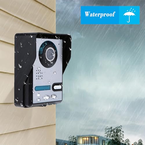 Image of Video Door Phone 7 Inch TFT LCD Monitor Video Doorbell Intercom with Night Vision Camera, Two-Way Audio, Aluminum Alloy Panel