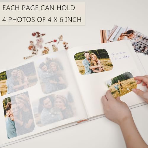 Vienrose Premium 12x12 Scrapbook Photo Album with Writing Space - 60 Pages for Baby, Family, and Travel Memories, White