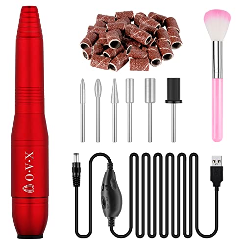 Electric Nail Drill, Professional Portable Nail Drill For Acrylic Nails, Portable Electric Nail File Kit With Nail Drill Bits And Sanding Bands,Manicure Pedicure For Polishing,Nail Removing(Red) #TOP5