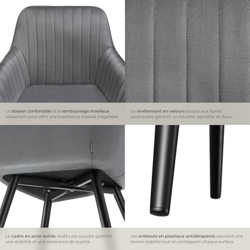 Chaise de salle à manger en velours matelassée et capitonnée - vue 8