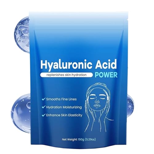 Polvo de ácido hialurónico, sueros faciales hialurónicos en polvo, hidratación de la piel y humedad de fórmula soluble en agua, 100 g de brillo de polvo cosmético natural y reducción de manchas para m
