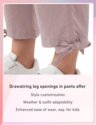 Image of MoFiz Capri Cargo Pants for Girls with Pockets Loose Fit Casual Pant Dressy Lightweight Kids Baggy Parachute Pants for Hiking
