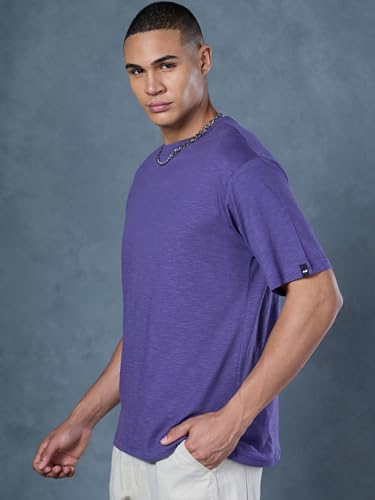 Image of Bewakoof Men's Solid Oversized Fit Half Sleeve Round Neck T-Shirt Air 1.0 | | Lightweight | Multipurpose