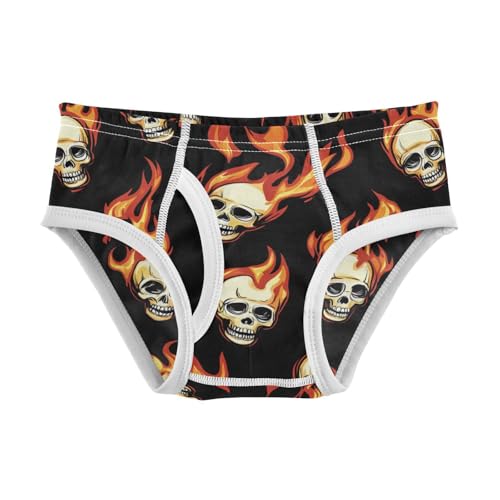 Wusikd Flaming Skulls Boys' Underwear Cotton Black Boys Briefs Soft Toddler Underwear 2T