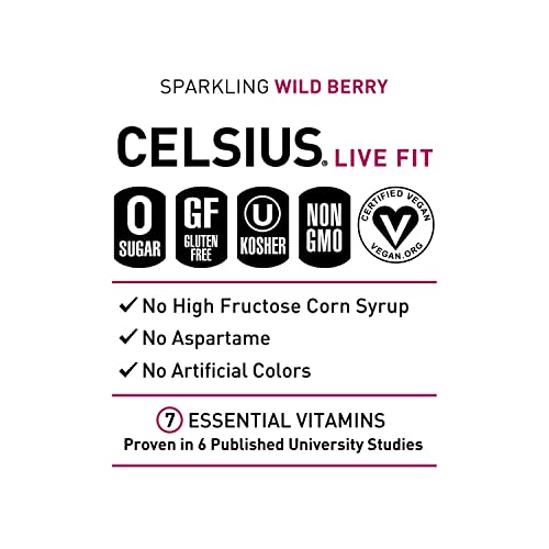 Celsius Sparkling Wild Berry, Functional Essential Energy Drink, 12 Fl Oz (Pack Of 24) #TOP3