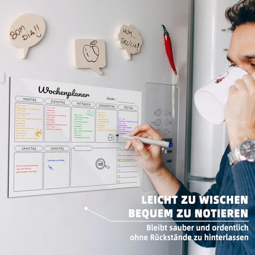 Fosdaling A3 Magnetischer Wochenplaner Abwischbar, kann als Family Plan, Familienplaner, Menüplaner, Haushaltsplan und Putzplan, Kinder Whiteboard Magnetisch, Stundenplan, Essensplaner für die Woche