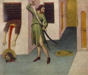 Peinture à l'huile Beheading de St John The Baptist Di Pietro Sano grand tableau salon 30x36