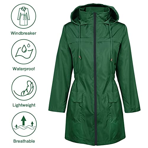 Zando Womens Rain Jackets For Women Waterproof Rain Coats For Women Active Packable Raincoat With Hood Windbreaker Jacket Womens Rain Coat Lightweight Rain Jacket Women Grass Green X-Large #TOP3