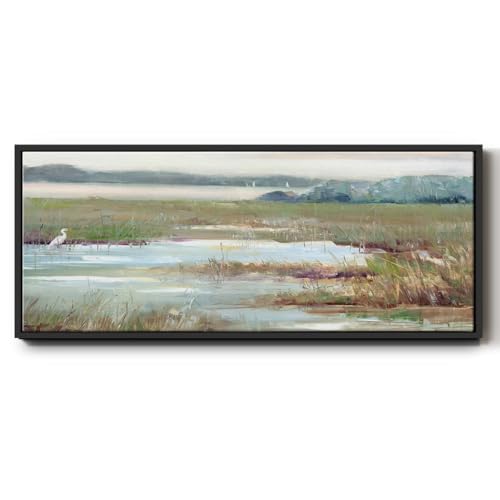 Renditions Gallery Abstarct Symphony Artwork Scenic Nature's Harmony Floater Frame Canvas Paintings for Bedroom Office Kitchen - 20"X50" BLACK Frame GAL032