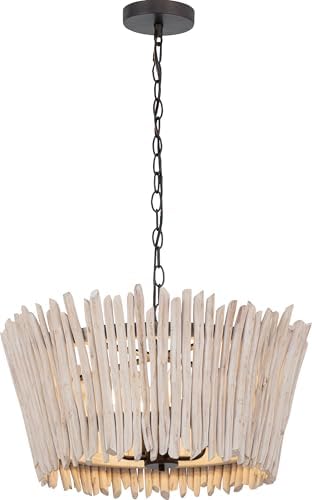 Maxim Lighting 22424WWTBZ Baywood 24" Driftwood Chandelier, Textured Bronze