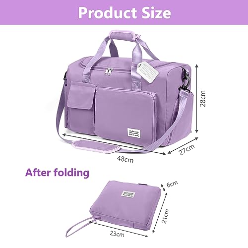 Foldable Travel Duffel With Wet and Dry Separation, Lightweight Large Capacity Holdall for Gym Sports, Hospital - Image 2