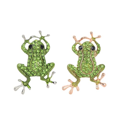 2Pcs Creative Cute Frog Brooch Pin Cartoon Three-dimensional Alloy Versatile Chest Decoration