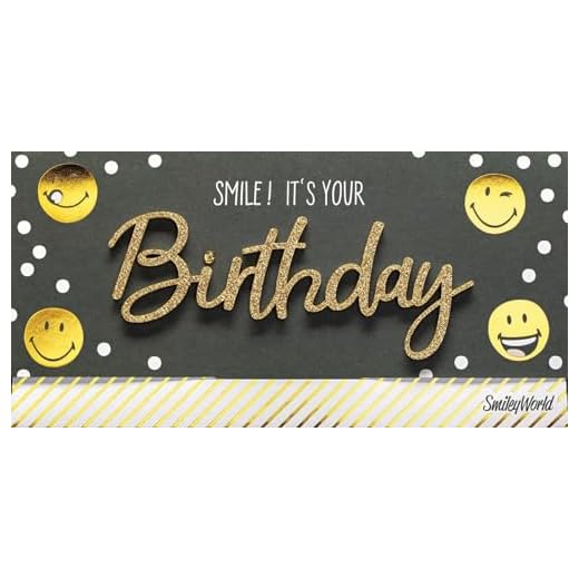 Tarjeta de felicitación de cumpleaños con sonrisa sonriente, 11 x 22 cm