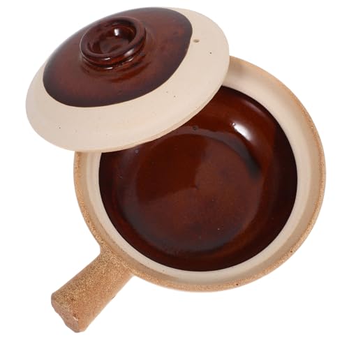 Cabilock Cazuela de Cerámica para Cocinar Huevos Olla de Barro para Cocinar con Tapa Utensilios de Cocina para Hacer Sopa de Cebolla Francesa Horno Microondas