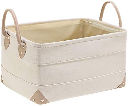OLLVIA Decorative Fabric Storage Bins Basket, 15.7x11.8x8.3inch Large Canvas Laundry Room Storage, Fabric Storage Baskets for Closet Shelves, Foldable Storage Bin for Organizing Shelf Nursery Office