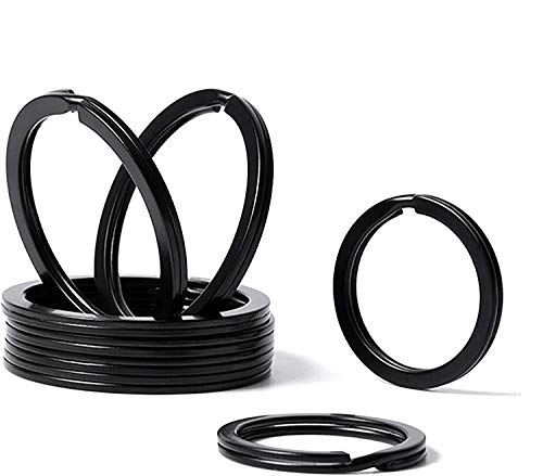 Flat Key Rings 10 Pieces 1 inches Flat Key Rings Metal Keychain Rings Split Keyrings Flat O Ring for Home Car Office Keys Attachment(Black)