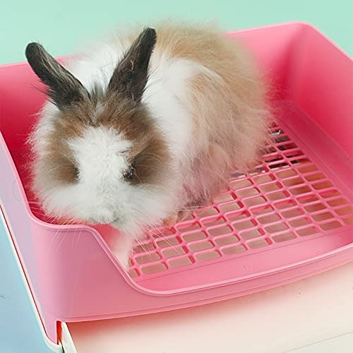 Cajas de Arena Caja de Arena de Conejo Grande con Caja de cajones, Caja de Inodoro de la Esquina de la Esquina de la cornería de la Pet de Mascotas con la Rejilla para la operación fácil, Mascota más