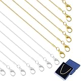 Topacket 24 Pack Necklace Chains Bulk,Gold and Silver Snake Necklace Chains for Jewelry Making 18 Inches