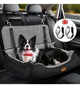 TWICEMET Dog Car Seat, Pet Car Seat with Storage Pockets and Clip-On Safety Leash, Washable Coral...