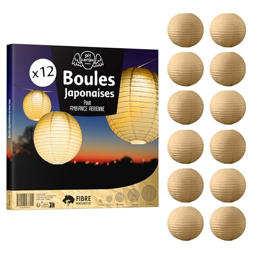 12x Lanterne Papier 35 cm Or - Suspension Boule Papier 35 cm (12'') Type Lanterne Japonaise pour Decoration Mariage - 12 pièces - Le Must de la Gamme de...