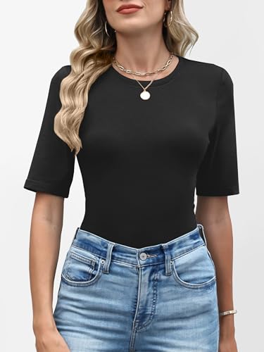Image of ANRABESS Womens Half Sleeve Tops Crewneck Shirts Basic Fit Work Tee