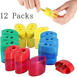 KIDMEN 2 Holes Pencil Sharpener,Pencil Sharpener for Kids,Pencil Sharpener Handheld-12 PACK