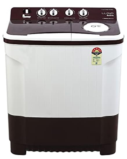 Lloyd 7.5 kg 5 Star Semi Automatic Top Load Washing Machine |1300 RPM | Soak Function | 3 Wash Programs | Swift Dry | Magic Filter, (GLWMS75DDMAC, Dark Maroon and White) view 1