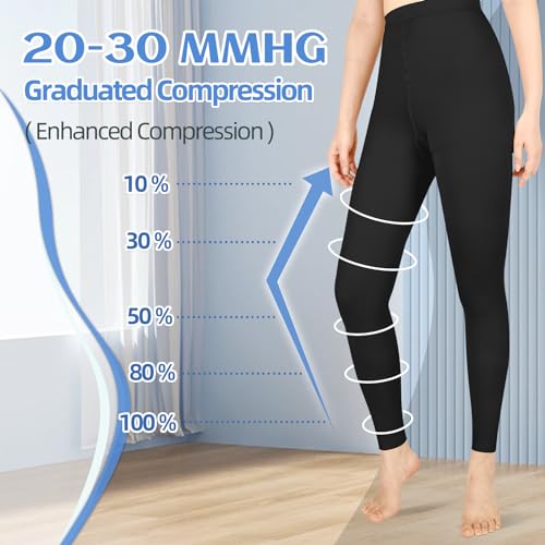 Image of Compression Pantyhose for Women & Men, Medical Graduated Compression Stockings, Compression Tights