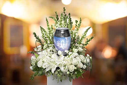 Image of Heavenly Cross Cremation Urn for Ashes Adult Male - Personalized Urn for Ashes for Women Decorative Urns - Beautifully Handcrafted Cross Urn