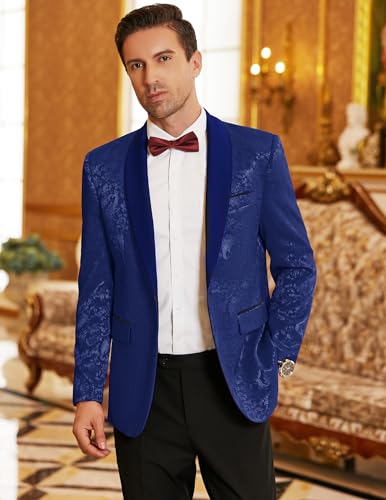 COOFANDY Men's Floral Tuxedo Jacket Paisley Shawl Lapel Stylish Suit Blazer Jacket for Wedding, Dinner, Party, Prom3