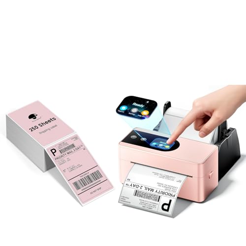 Image of Phomemo 4x6 Shipping Label Printer with 4x6 Thermal Shipping Label- Direct Thermal Labels (Pack of 250 4x6 Fanfold Labels), Wireless Bluetooth Thermal Printer for Small Business