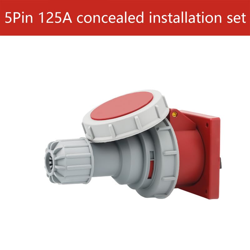 IEC 60309 Connecteur industriel étanche 4 broches 125 A 380 V-415 V 3P+E 6H IP67 Connexion d'alimentation femelle dissimulée pour l'aviation et l'industrie