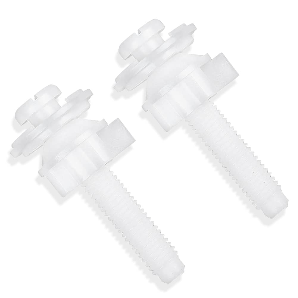 2 Pieces Universal White Plastic Toilet Seat Hinge Bolt Screw,Toilet