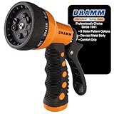 Dramm Revolver Heavy Duty Metal Garden Hose Nozzle – 9 Spray Patterns, High Pressure Jet, Thumb-Control Flow, Ergonomic Grip – Orange