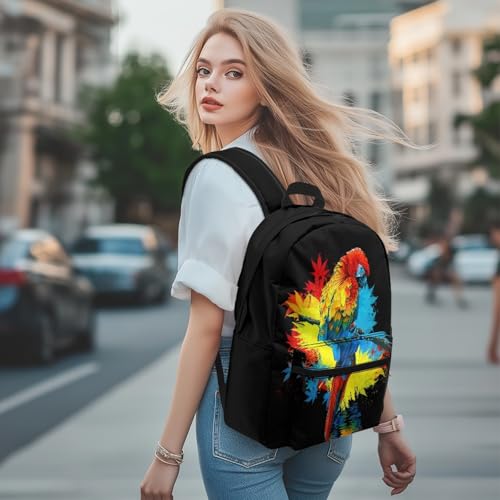 AmzPrint Parrot Full Print Bookbag For Boys Girls Kids Elementary Middle School Bags Casual Black School Backpack4