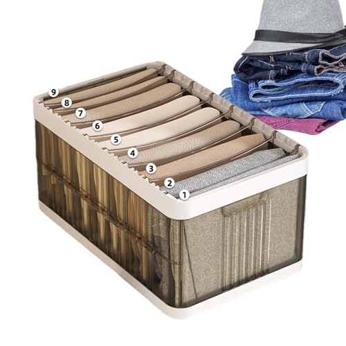 Cajones de almacenamiento para ropa, ahorro de espacio, de almacenamiento plegable de nueve compartimentos, de almacenamiento de gran capacidad, divisor de ropa para pantalones, bufandas