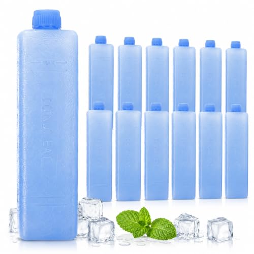 Image of Housoutil 12pcs Reusable Ice Packs, Ice Packs for Cooler Lunch Bags Breastmilk Storage Bottle Daily Use Freezer Air Conditioner Fan
