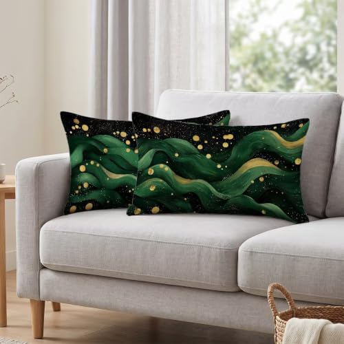 Housse coussin 40x60 velours vert pour rénover un canapé - 6