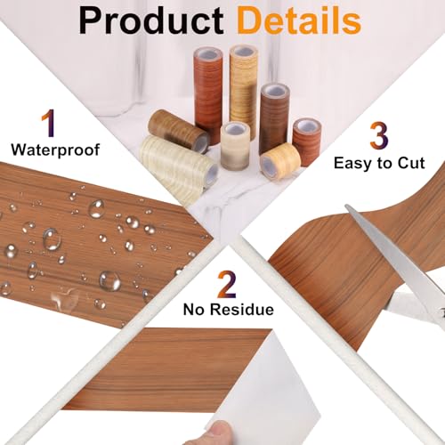 Image of PATIKIL Wood Grain Tape 12 inch x 32 ft, Self-Adhesive Wood Texture Repair Tape Realistic Wooden Effect Patch for Furniture Cabinets Floor Walls, Yellow Wood