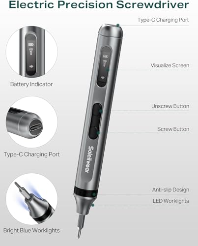 Mini Electric Screwdriver Set, 52-in-1 Precision Screwdriver Repair Kit | Power Small Screwdriver Repair Tool Kit with 48 Magnetic Bits, Tweezers and Pry Bar for Laptop Phone Camera Electronics