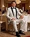 Men's White Suit 3 Piece Satin Shawl Lapel Blazer Jacket Vest Pants Tuxedo Set for Wedding Prom Dinner Party Medium