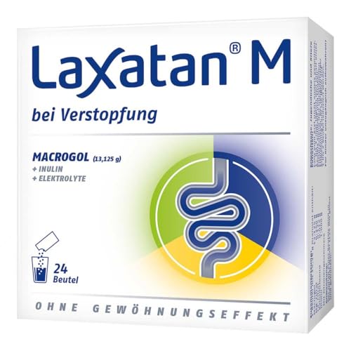 Laxatan M – löst die Verstopfung nicht sofort, sondern schonend, ohne Gewöhnungseffekt & gut verträglich | Mit Macrogol, Elektrolyten & Inulin | 24 Beutel (Trinkgranulat)