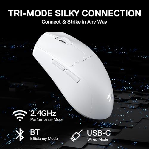 Image of Redragon M918 PRO 3-Mode Wireless Gaming Mouse, 55G Lightweight 26K DPI Mouse w /Ergonomic Natural Grip Build, Full Programmable Buttons, Software Supports DIY Keybinds & DPI