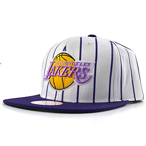 Mitchell & Ness NBA Retro Pinstripe Snapback Cap LA Lakers HWC Logo White/Purple